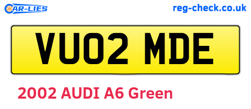 VU02MDE are the vehicle registration plates.