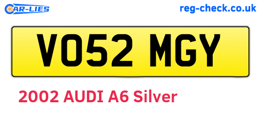VO52MGY are the vehicle registration plates.