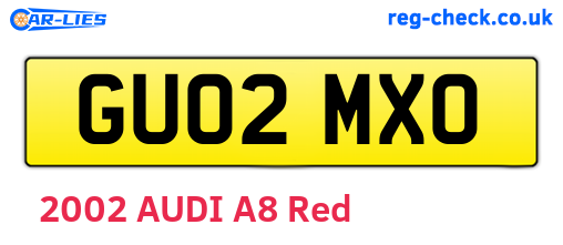 GU02MXO are the vehicle registration plates.