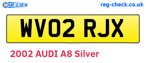 WV02RJX are the vehicle registration plates.