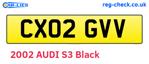 CX02GVV are the vehicle registration plates.