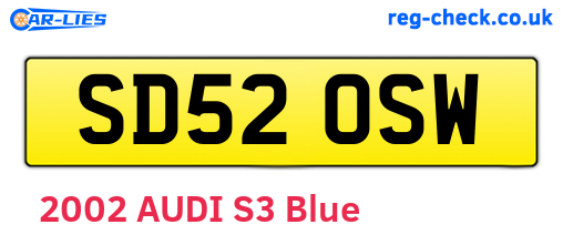 SD52OSW are the vehicle registration plates.