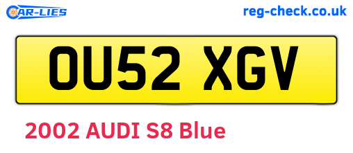OU52XGV are the vehicle registration plates.