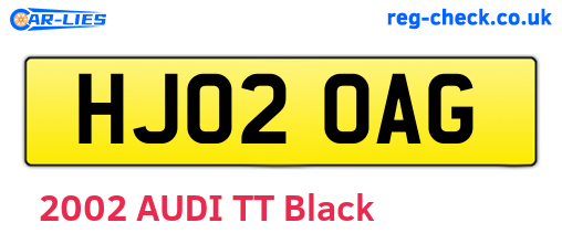 HJ02OAG are the vehicle registration plates.