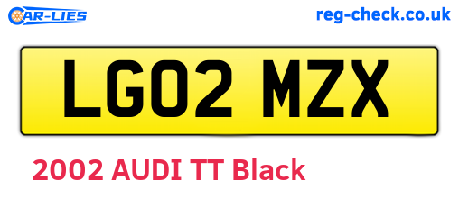 LG02MZX are the vehicle registration plates.