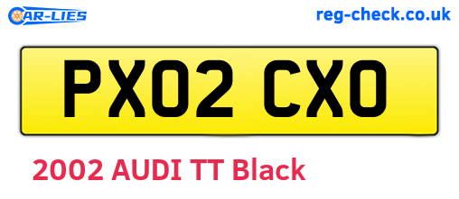 PX02CXO are the vehicle registration plates.