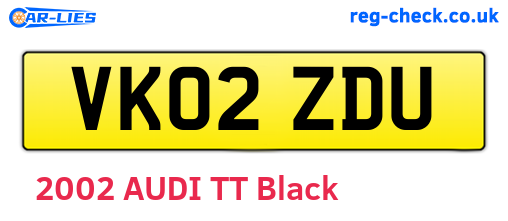 VK02ZDU are the vehicle registration plates.