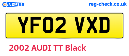 YF02VXD are the vehicle registration plates.