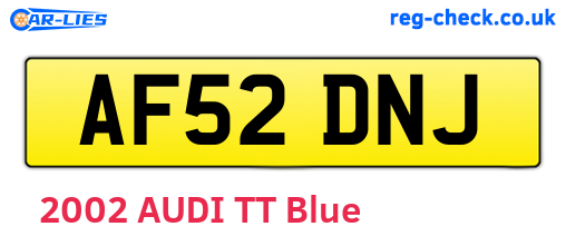 AF52DNJ are the vehicle registration plates.
