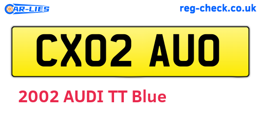 CX02AUO are the vehicle registration plates.