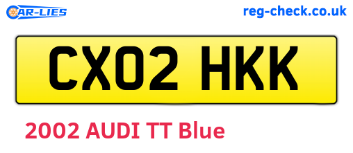 CX02HKK are the vehicle registration plates.