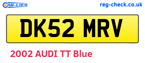 DK52MRV are the vehicle registration plates.