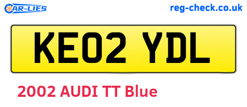 KE02YDL are the vehicle registration plates.