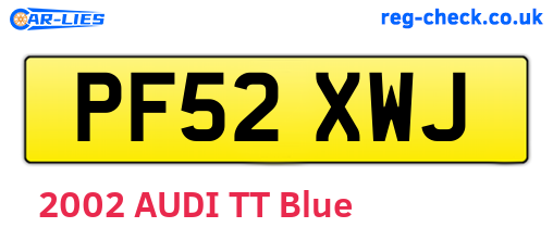 PF52XWJ are the vehicle registration plates.