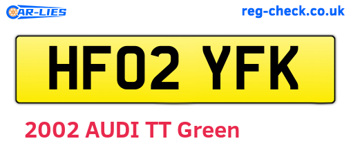HF02YFK are the vehicle registration plates.