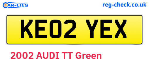 KE02YEX are the vehicle registration plates.