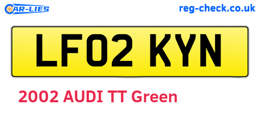 LF02KYN are the vehicle registration plates.