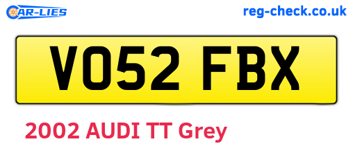 VO52FBX are the vehicle registration plates.