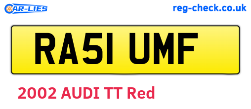 RA51UMF are the vehicle registration plates.