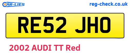 RE52JHO are the vehicle registration plates.