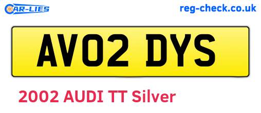 AV02DYS are the vehicle registration plates.