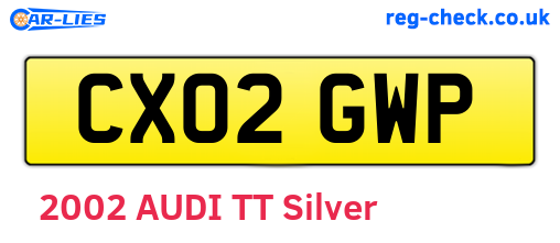 CX02GWP are the vehicle registration plates.