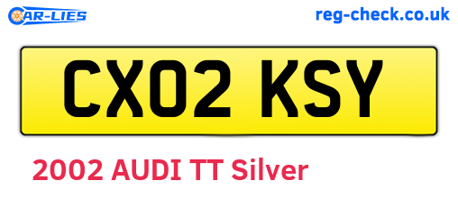 CX02KSY are the vehicle registration plates.