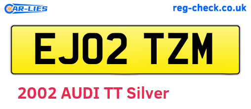 EJ02TZM are the vehicle registration plates.