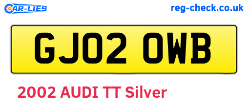 GJ02OWB are the vehicle registration plates.