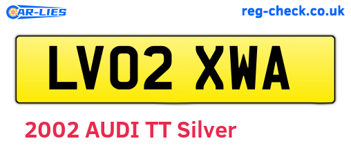 LV02XWA are the vehicle registration plates.