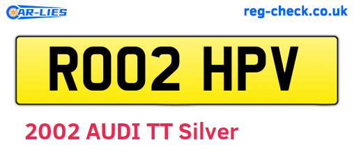 RO02HPV are the vehicle registration plates.
