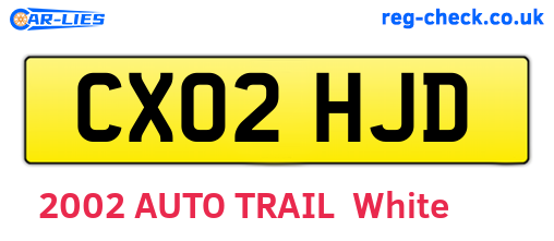 CX02HJD are the vehicle registration plates.