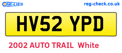 HV52YPD are the vehicle registration plates.