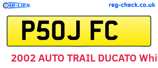 P50JFC are the vehicle registration plates.