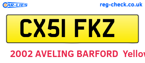 CX51FKZ are the vehicle registration plates.