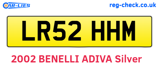 LR52HHM are the vehicle registration plates.