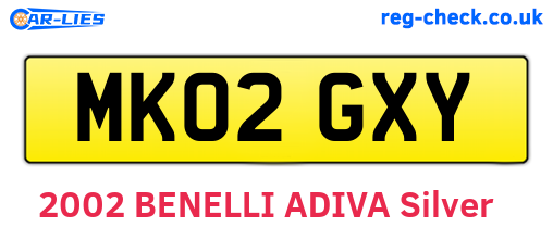 MK02GXY are the vehicle registration plates.