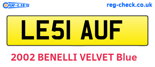 LE51AUF are the vehicle registration plates.