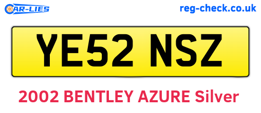 YE52NSZ are the vehicle registration plates.
