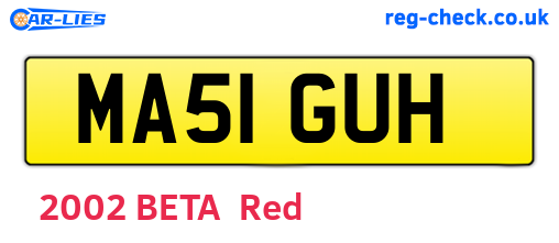 MA51GUH are the vehicle registration plates.