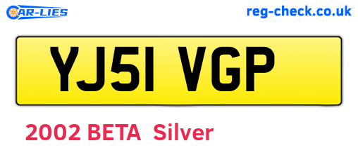 YJ51VGP are the vehicle registration plates.