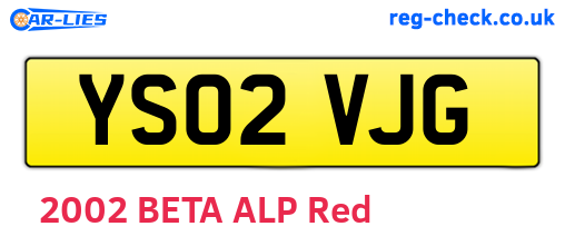 YS02VJG are the vehicle registration plates.