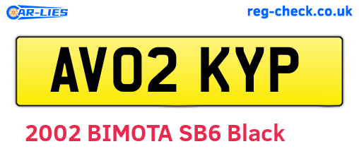 AV02KYP are the vehicle registration plates.