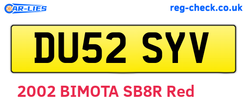 DU52SYV are the vehicle registration plates.