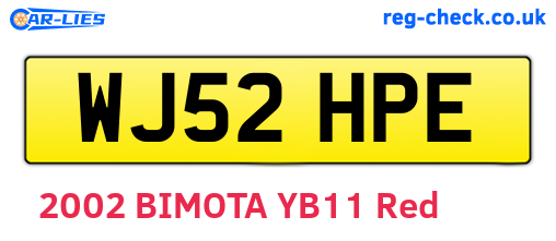 WJ52HPE are the vehicle registration plates.