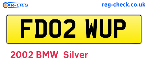 FD02WUP are the vehicle registration plates.