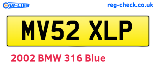 MV52XLP are the vehicle registration plates.