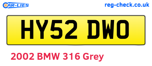 HY52DWO are the vehicle registration plates.