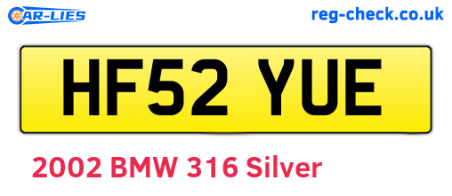 HF52YUE are the vehicle registration plates.