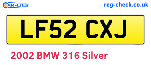 LF52CXJ are the vehicle registration plates.